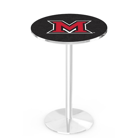 Holland Bar Stool Co 42" Chrome Miami (OH) Pub Table, 36" dia. Top L214C4236Mia-OH